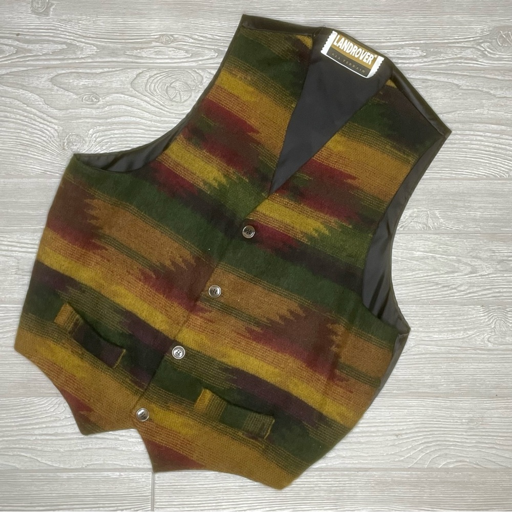 Rare vintage LandRover western vest sleeveless shirt button front all terrain XL